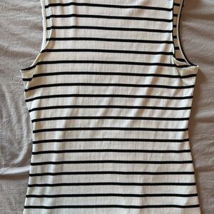 Striped Sleeveless Top - Black and White